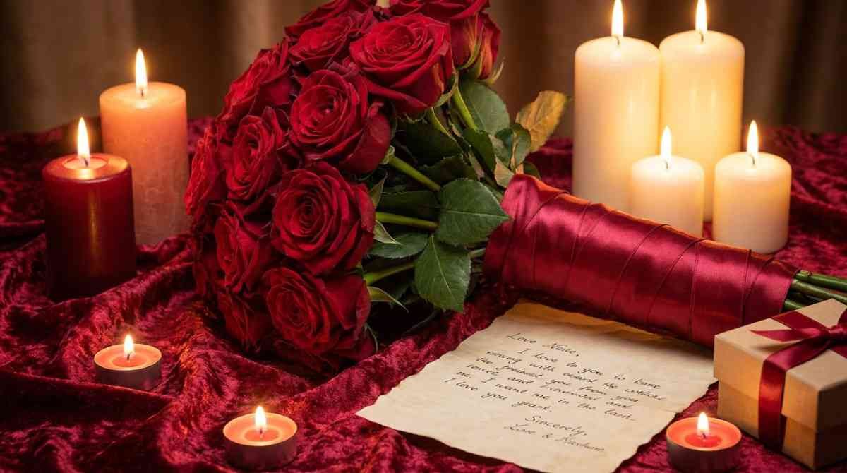 Romantic red rose bouquet for Valentine’s Day