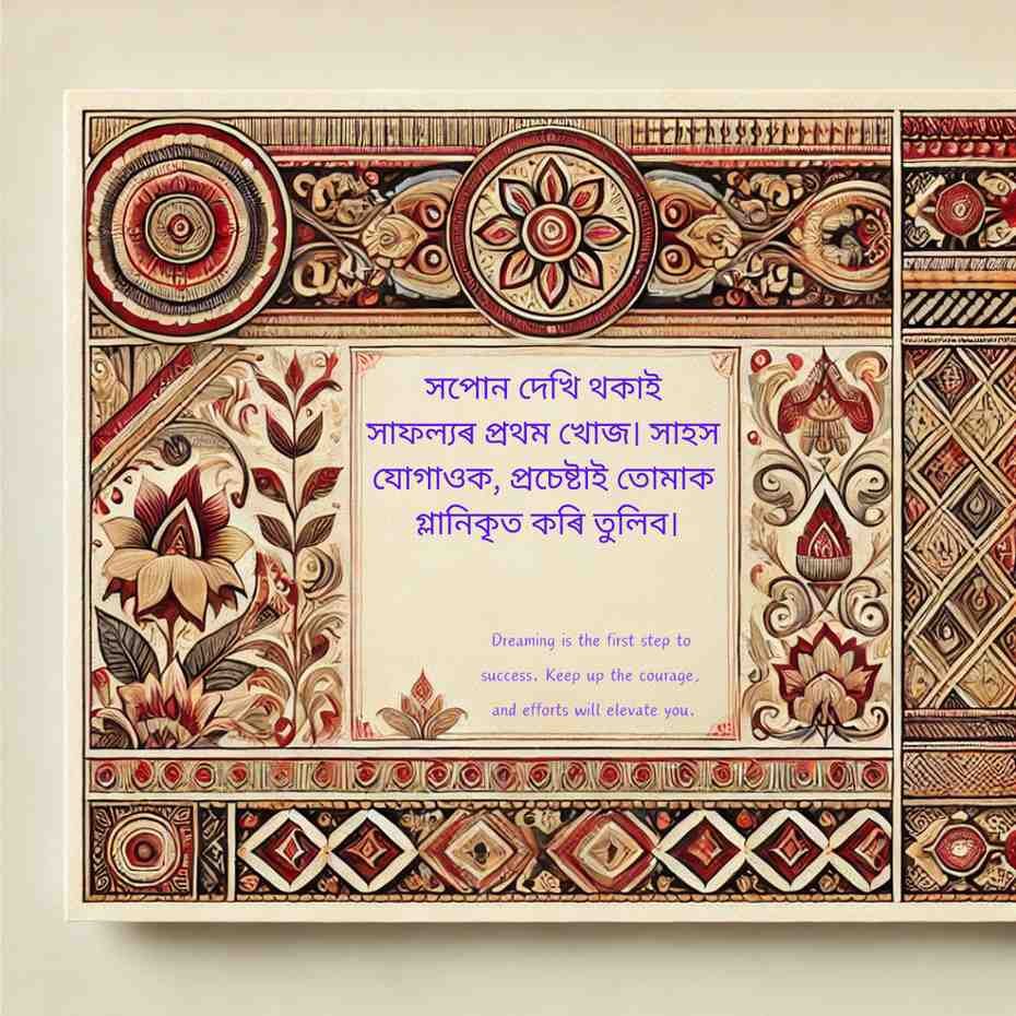 Traditional Assamese greeting card with folk art design