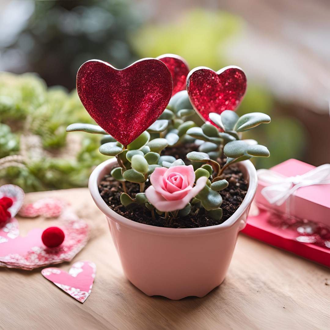 Lady valentine plant decorated with heart