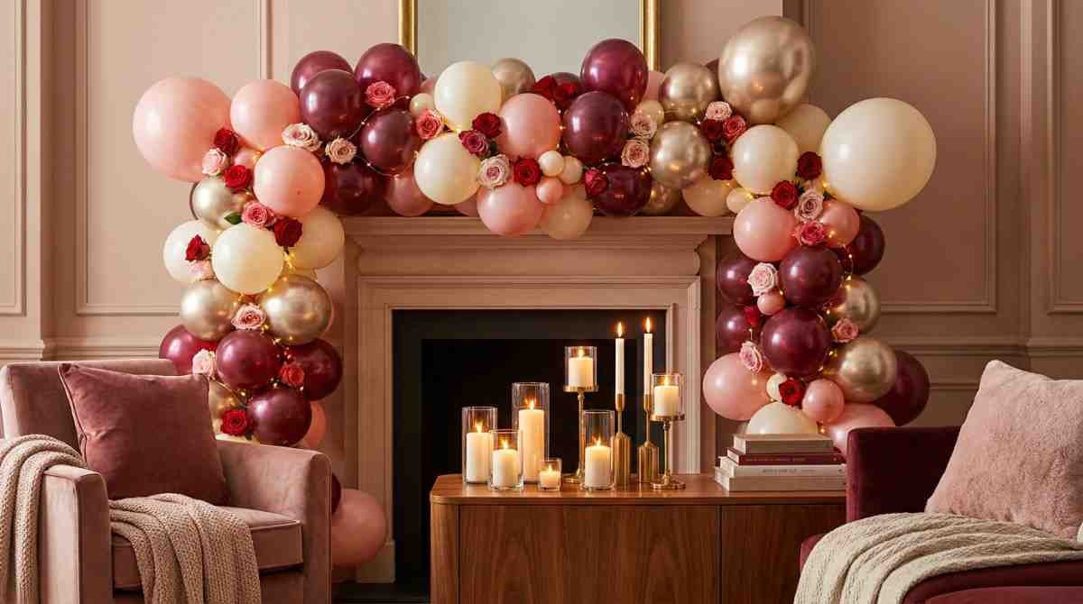 Elegant balloon decoration for Valentine’s Day at home