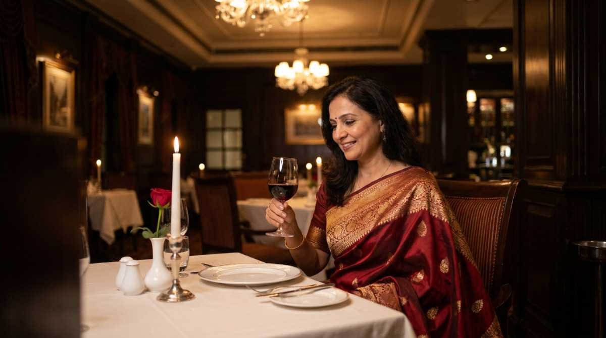 Valentine saree dinner date outfit