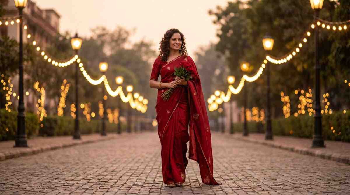 Elegant valentine saree fashion inspiration
