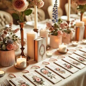 Celebration of life decoration ideas with keepsake tokens for guests.