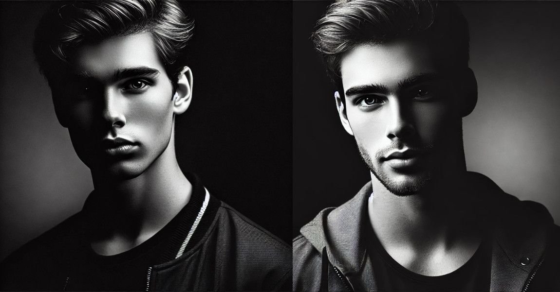 A dramatic black-and-white headshot of a young man in casual attire, perfect for an attitude WhatsApp DP for boys with a moody and artistic vibe.