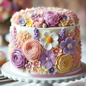 Buttercream floral design for Mother’s Day cake