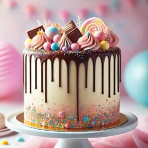 Drip Mother’s Day cake with sprinkles.