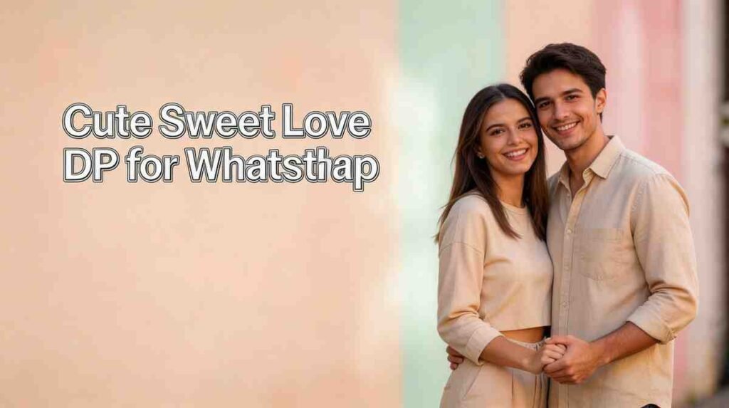 cute sweet love dp for whatsapp with romantic couple in soft aesthetic background