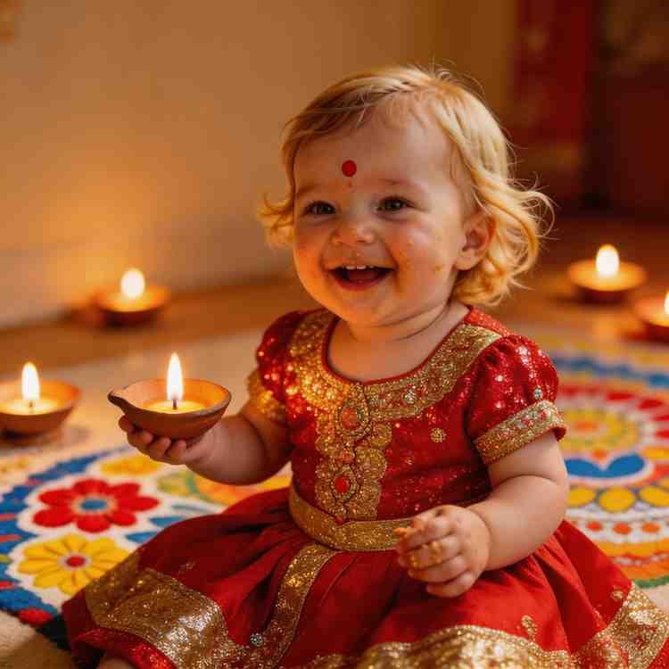 Diwali festive baby girl with bindi profile pic