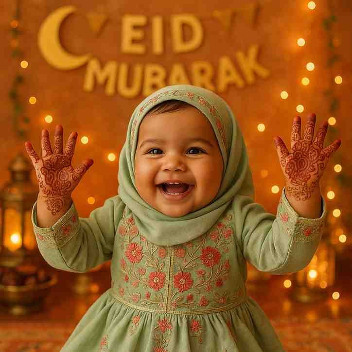 Eid festive baby girl embroidered dress