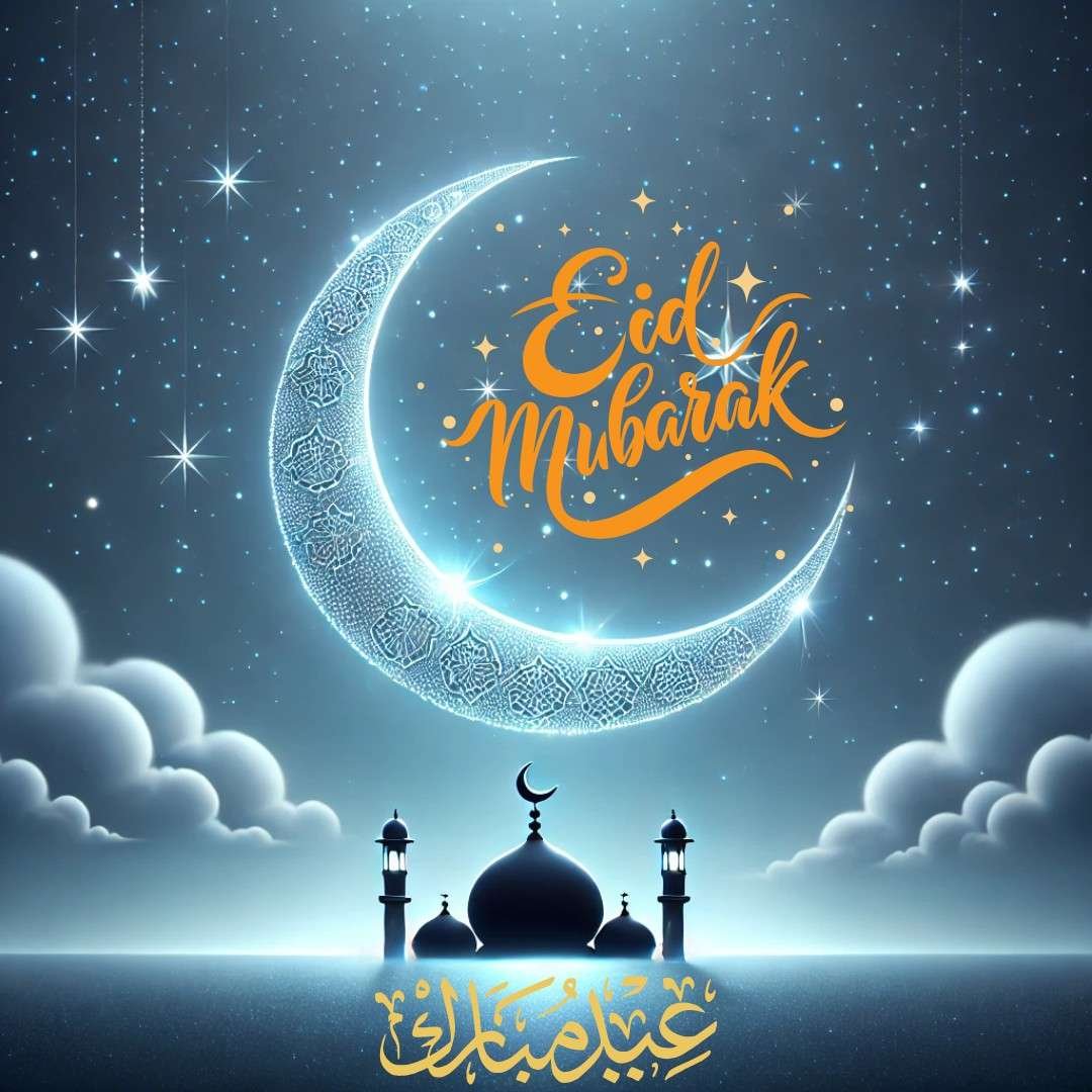 Eid ul Fitr beautiful images of crescent moon and stars in the night sky