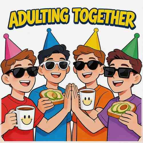 Adulting together funny friends group profile pic