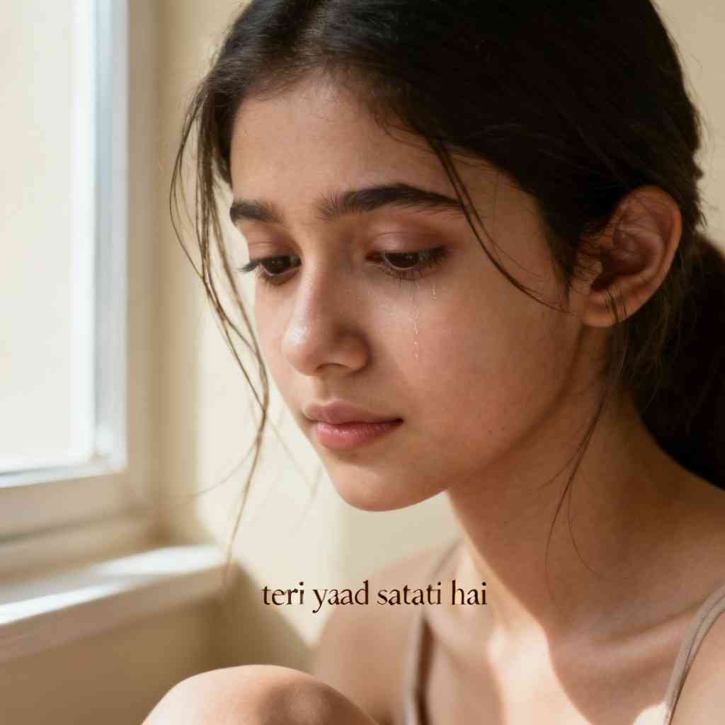 girl shayari dp close up emotional portrait with soft window light