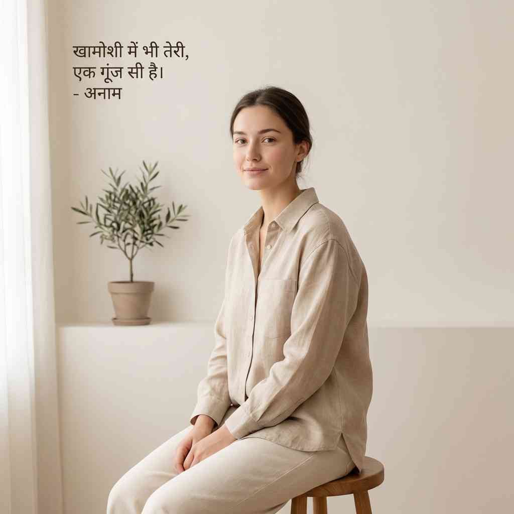 girl shayari dp minimal aesthetic portrait with soft beige background