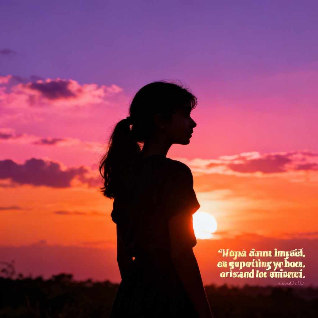 girl shayari dp silhouette at sunset with aesthetic sky background