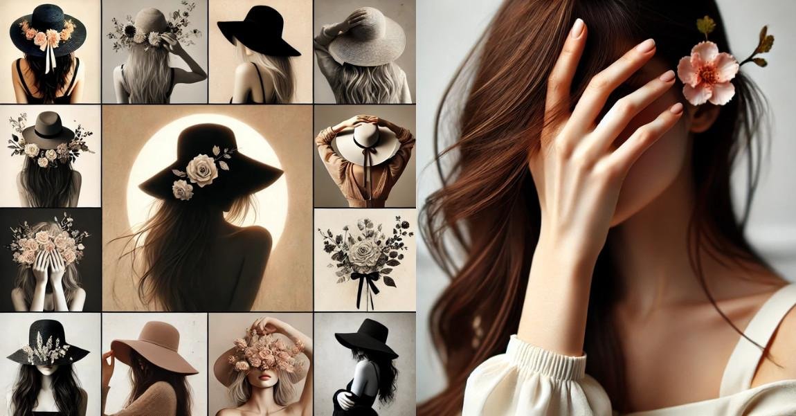 Hidden face DP for girls featuring a collage of stylish and mysterious close-up designs.