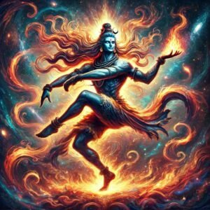 Mahadev DP showing Lord Shiva performing his cosmic dance, Nataraja, with fiery details