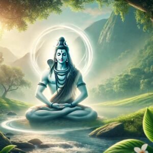 Mahadev DP featuring Lord Shiva meditating peacefully under a tree with soft lighting.
