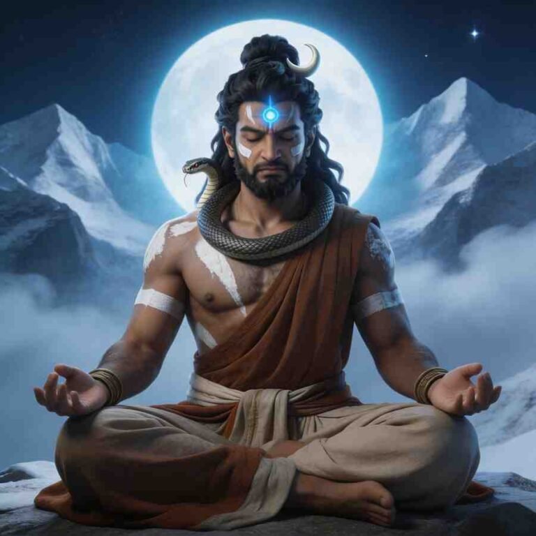 Meditative Mahadev DP for WhatsApp showing Shiva in lotus pose