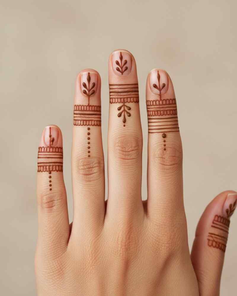 Minimal Arabic finger mehndi design on back hand for Eid