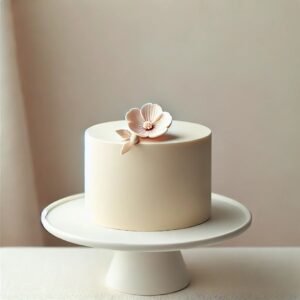 Minimalist Mother’s Day cake with fondant flower.