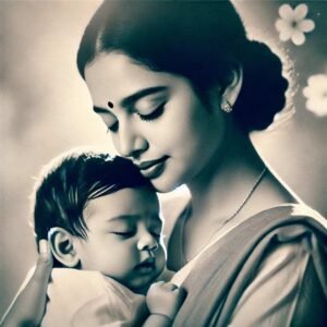 Maa DP for WhatsApp showcasing a touching black-and-white image of a mother cradling her child.
