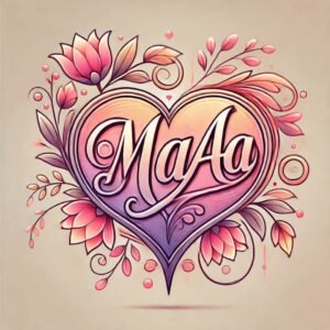 Symbolic Maa DP for WhatsApp with a heart-shaped illustration and elegant typography.