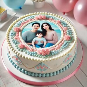 Mother’s Day cake with edible family photo