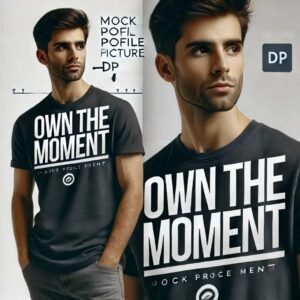 Profile picture of a young man with the quote 'Own the Moment,' inspiring boys' DPs.