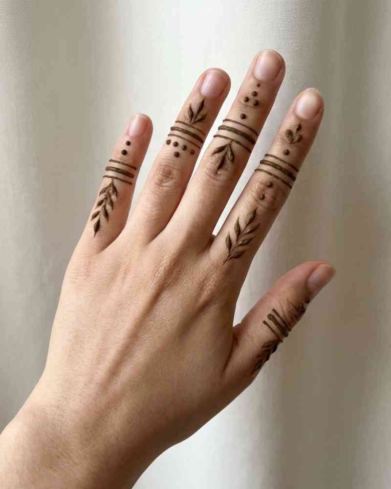 Quick back hand mehndi design with minimal leaf pattern for Eid