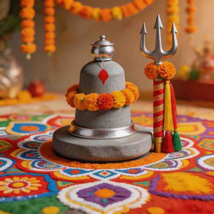 Rangoli festive Trishul Mahadev DP for WhatsApp