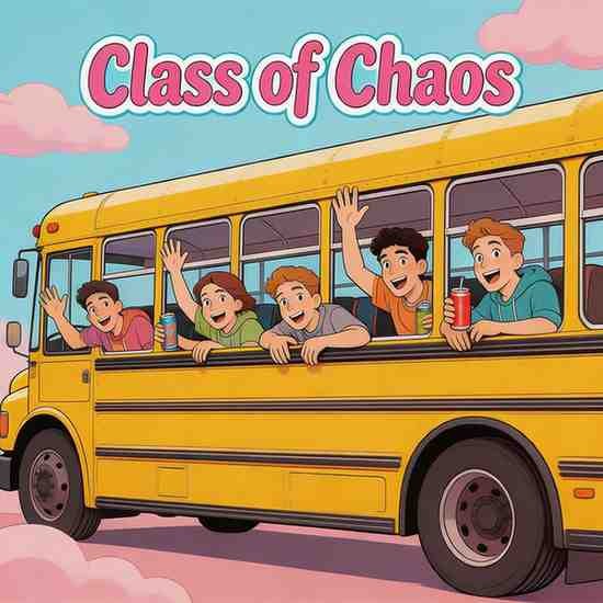 Vintage school bus chaos friends WhatsApp DP