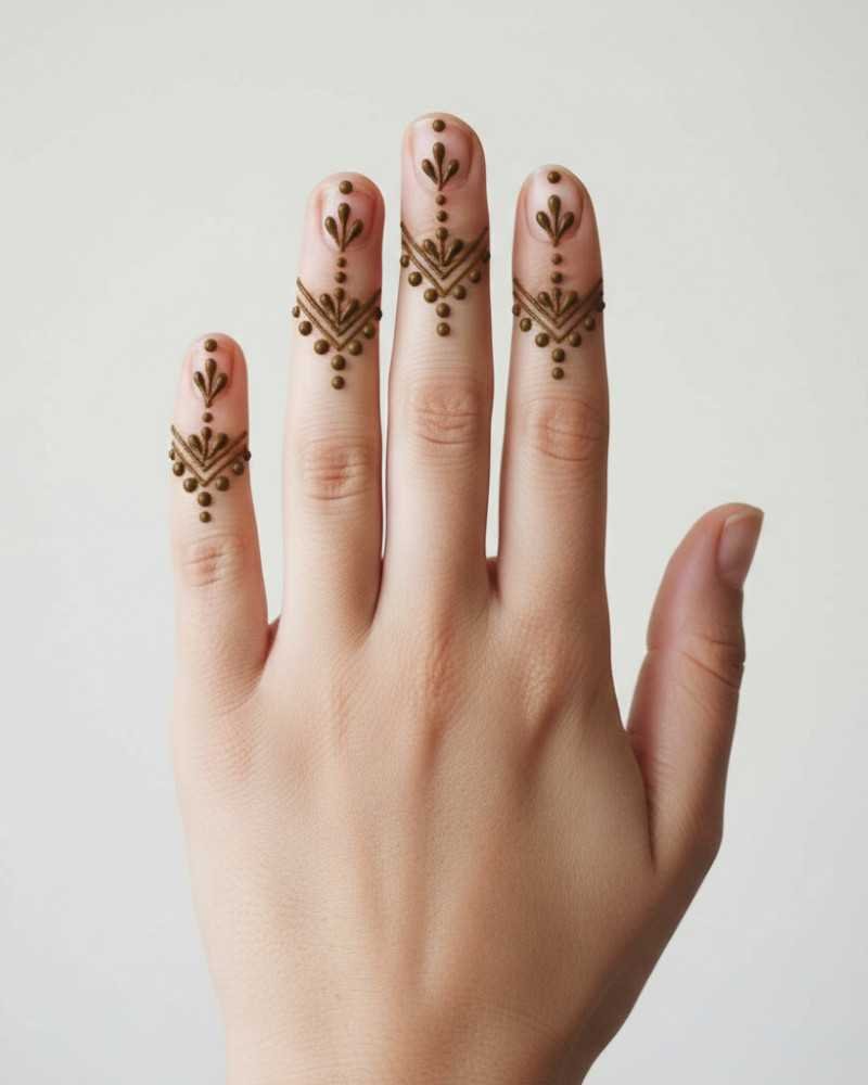 Simple finger mehndi design on back hand for Eid