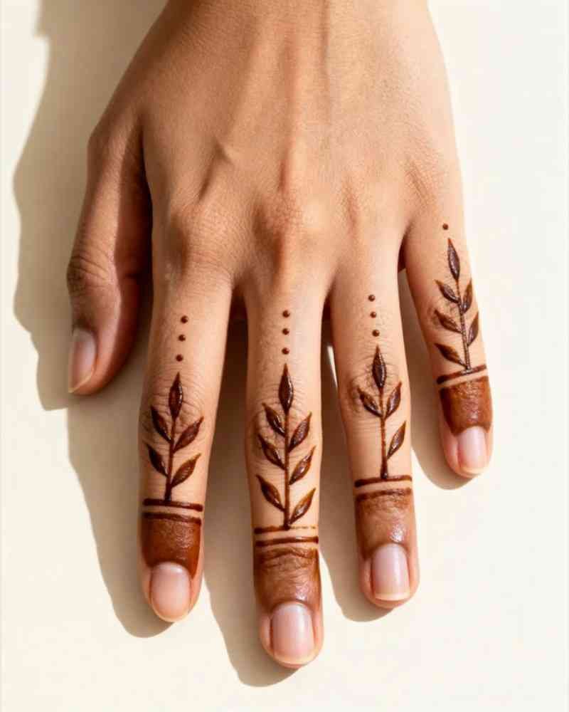 Simple leaf pattern back hand mehndi design for Eid