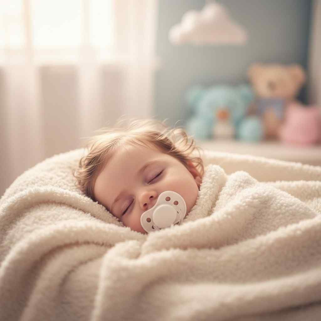 Peaceful sleeping baby girl with pacifier DP