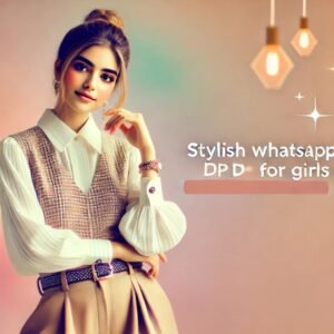 A stylish young woman posing confidently with a pastel background, exuding elegance.
