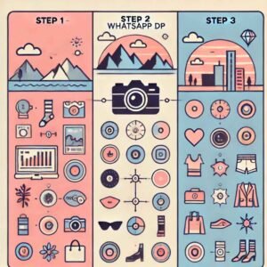 A systematic infographic of three steps for picking the perfect WhatsApp DP.