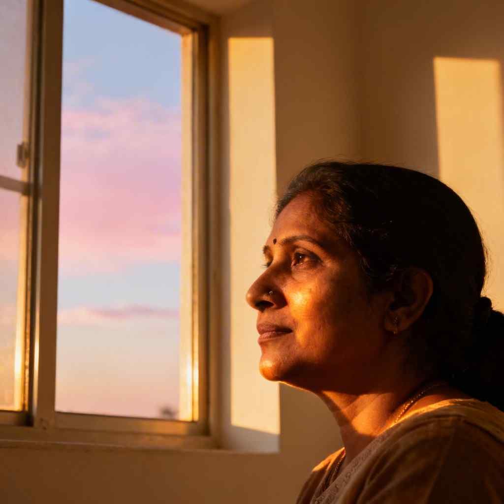 soft sunset portrait of mother — maa dp for whatsapp