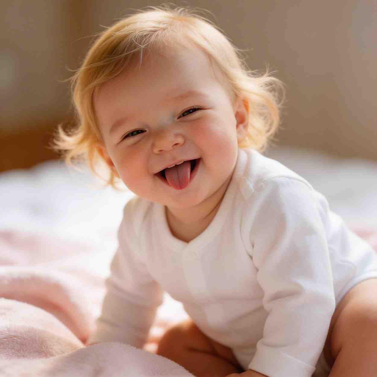 Playful baby girl sticking tongue out WhatsApp DP