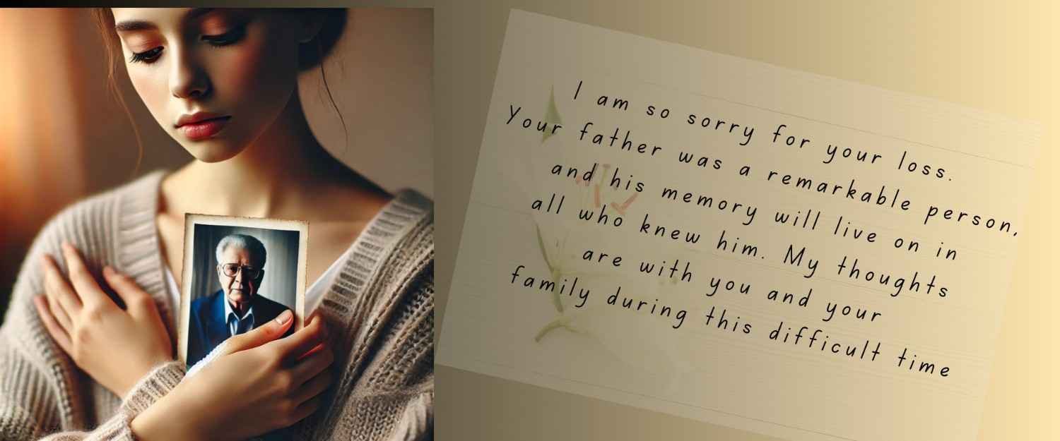 Condolence message for the loss of a father, expressing sympathy and remembrance.