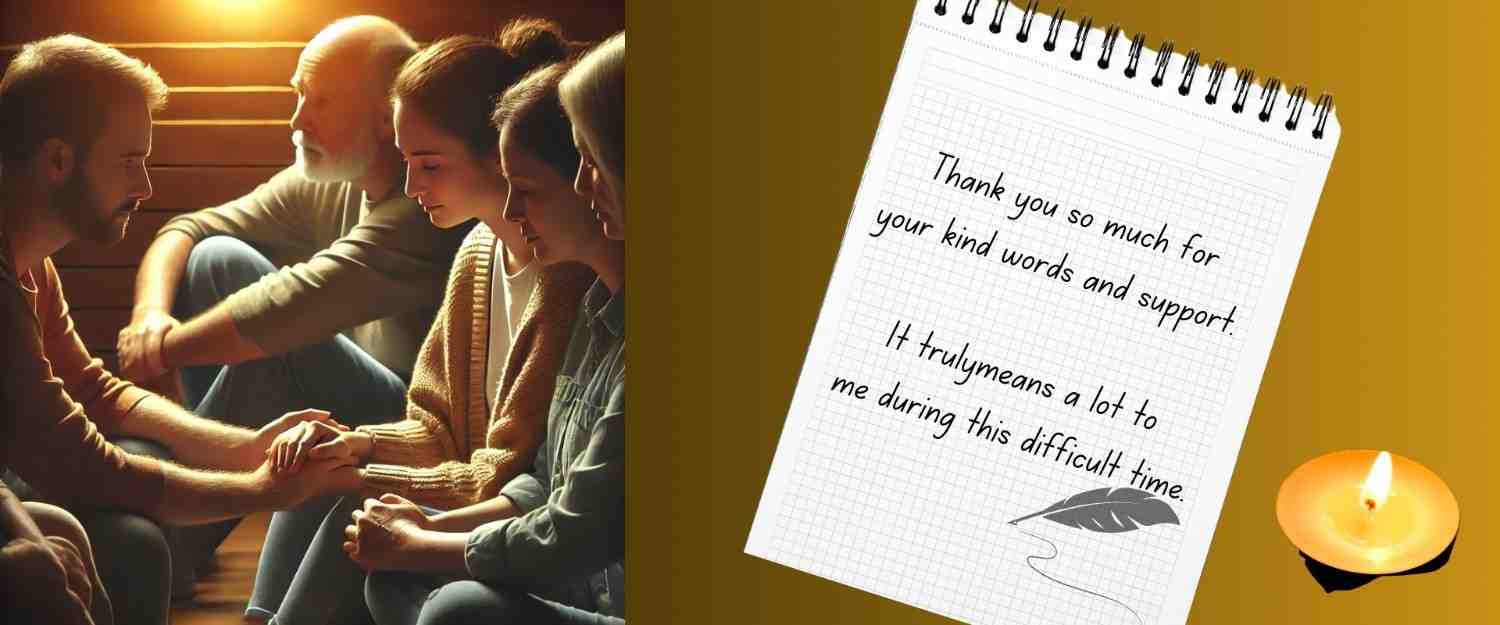 A heartfelt reply to a condolence message, expressing gratitude for support during a difficult time.