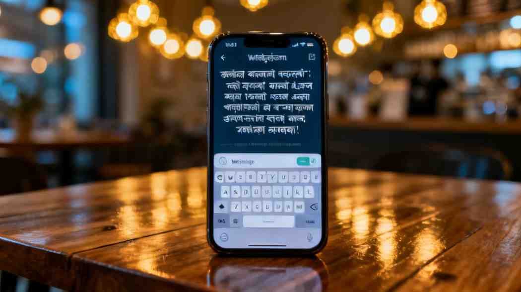 Typing Bengali breakup caption on phone for social media