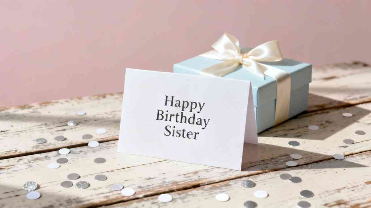 happy birthday sister greeting card with gift box