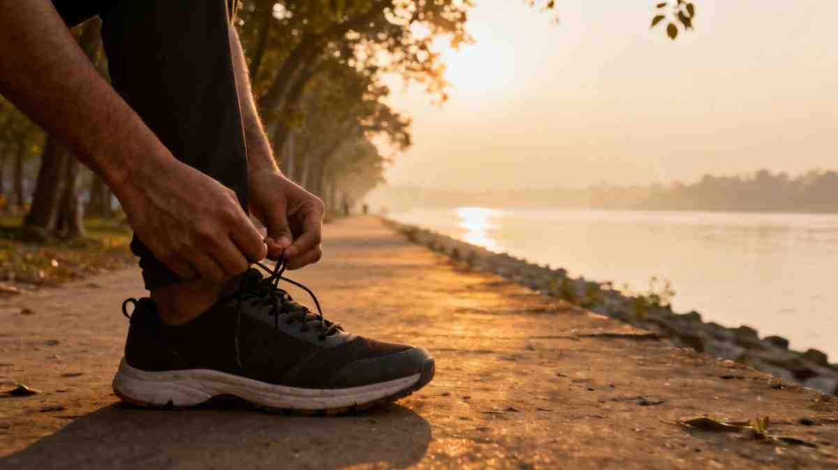 Emotional recovery — getting ready for a new start on a riverside path