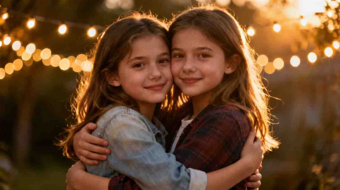 two sisters hugging during birthday celebration