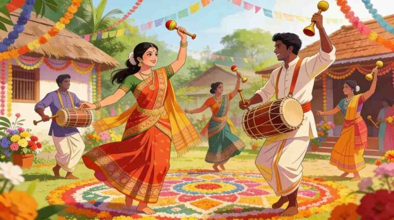 Rongali Bihu festival music and dance in Assam