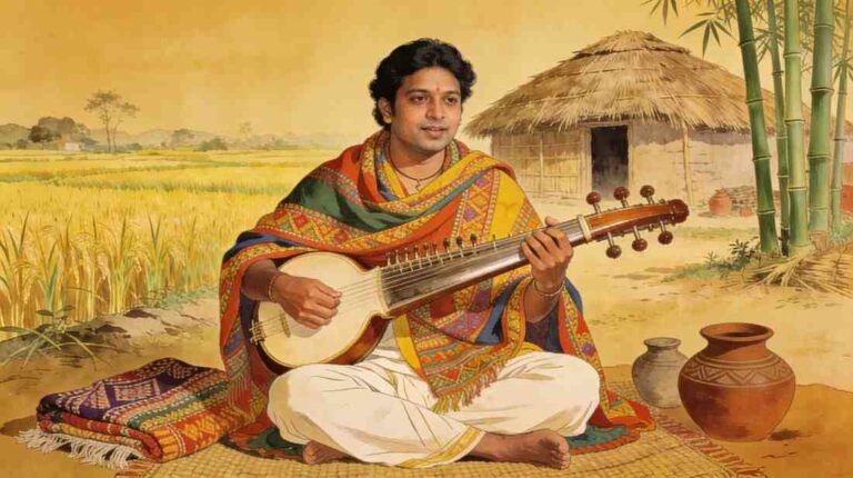 Assamese folk singer performing tokari song with storytelling expression