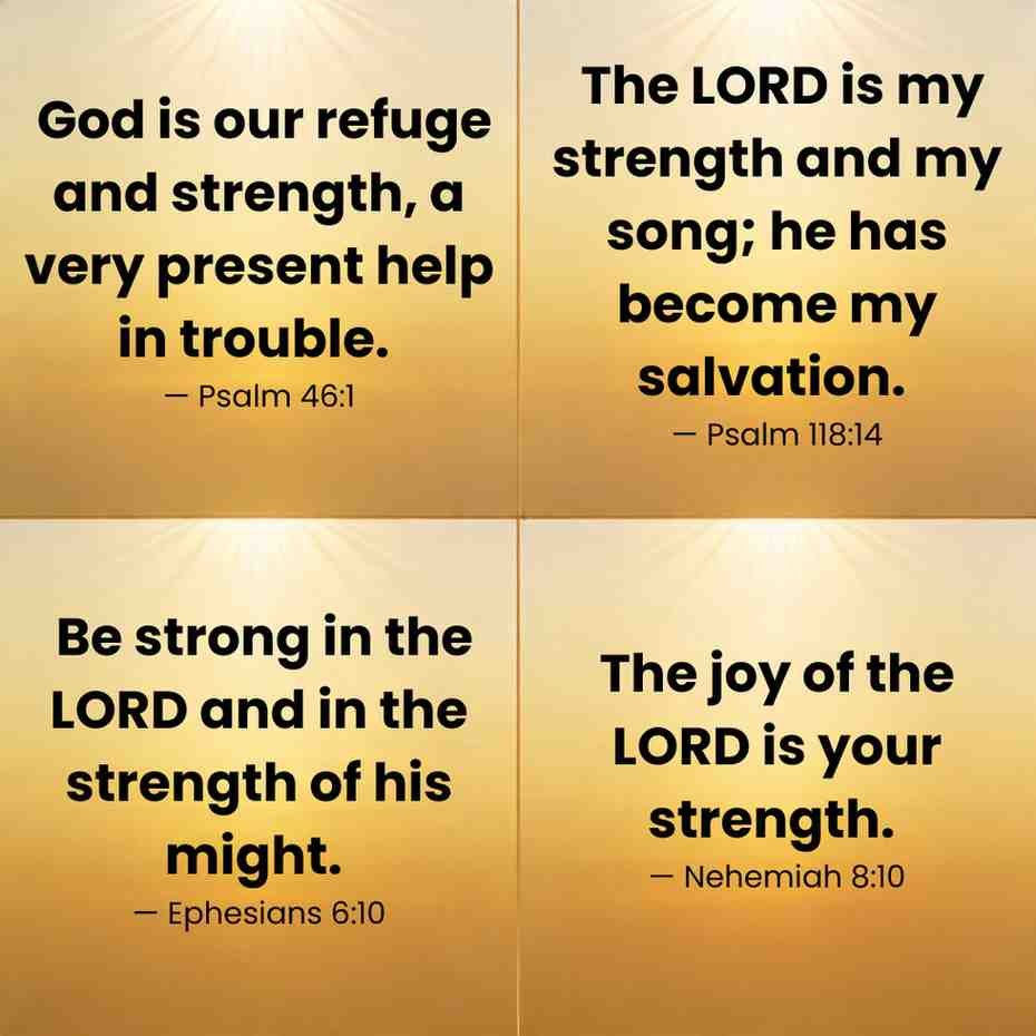 Bible quotes about strength with sunrise background symbolizing faith and courage