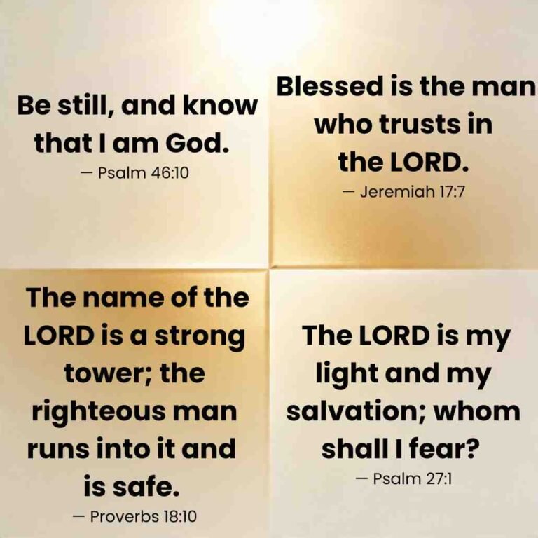 Bible quotes about faith and trust in God with calm golden background