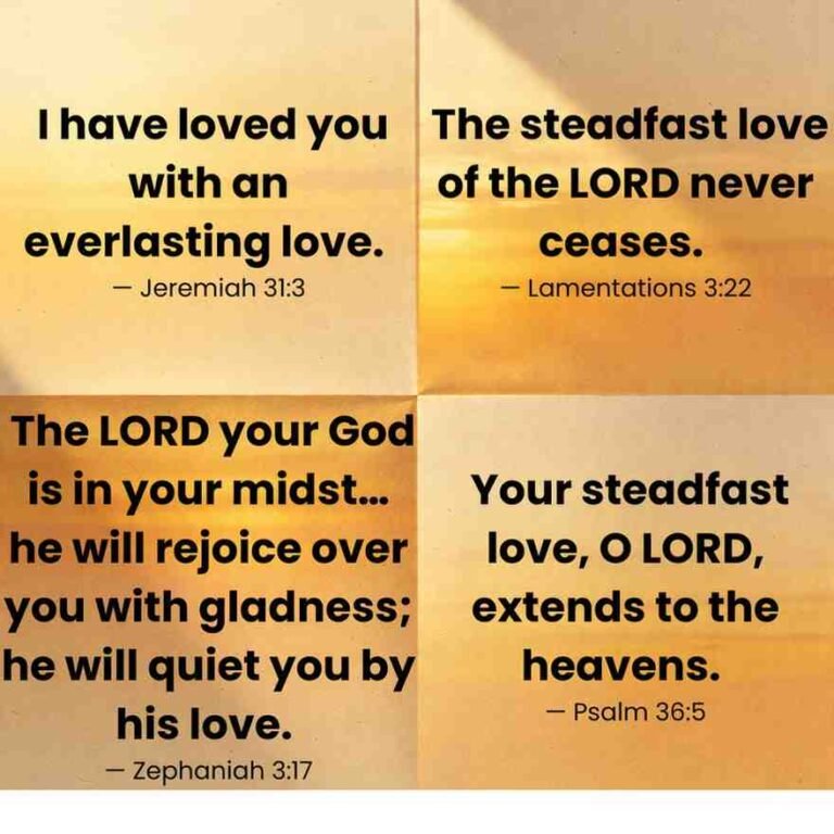 Bible verses about God’s unconditional love with soft golden background