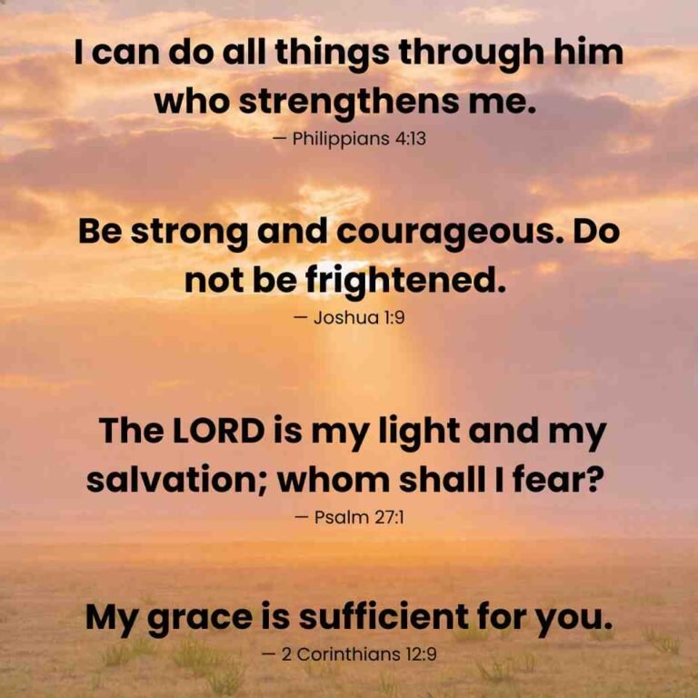 Bible verses about strength during trials with sunrise background